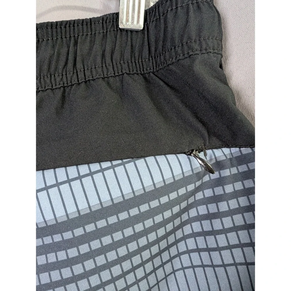 Speedo Swim Trunks Mens L Blue Grey Geometric Grid Mesh Liner Board Shorts